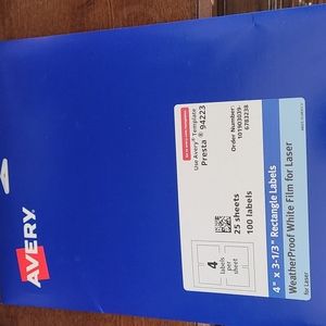 Avery weatherproof white film rectangle labels